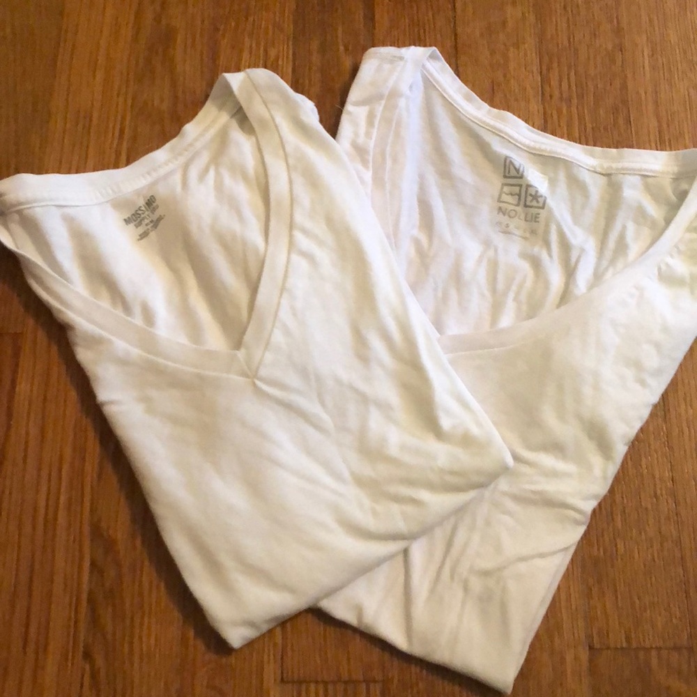 Two white V necks